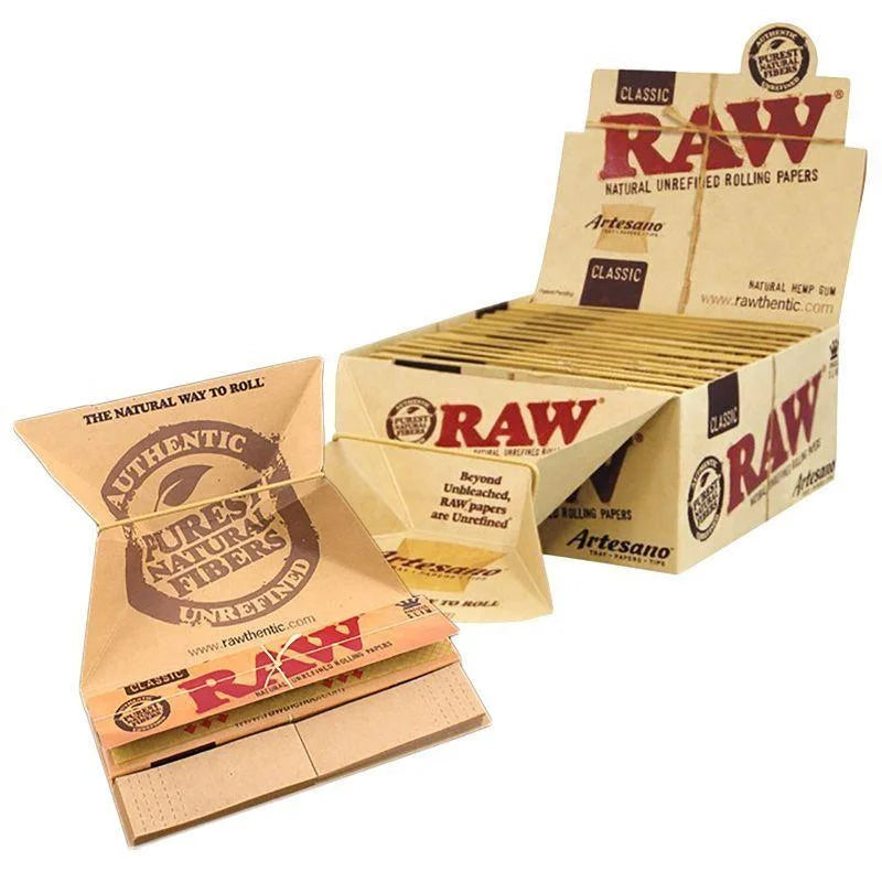Raw Classic Artesano King Size Slim Rolling Papers + Tray & Tips